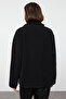 Winter Essentials Siyah Kalın Polar Fermuarlı Uzun Kol Cepli Örme Hırka/Sweatshirt TWOAW24SW00071 - 5