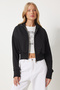 Women's Black Hooded Zippered Sweatshirt Ow00051 - 4