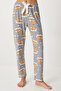 Women's Gray Patterned Soft Textured Knitted Sleepwear Bottoms Ec00047 - 4