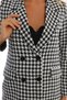 Women's Black and White Houndstooth Patterned Blazer Jacket - 6