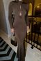 Brown Dress with Rose Back Detail - ATE-0597 - 2
