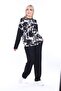 Women's Plus Size Two-Thread Fabric Seasonal Top Patterned Cross-Pocket Set - 5
