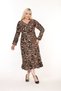 Women's Plus Size Printed Double-Breasted Long Sleeve Skirt with Ruffles Seasonal Dress - 8