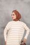 Women's - Modest Patterned Glittery Knitwear Tunic with Side Slits - 2