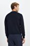 Men's Navy Blue Cotton Standard Fit Regular Cut Crew Neck Knitwear Sweater - 5