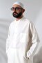 Men's Hajj and Umrah Outfit Two-Piece Top and Bottom Afghan Suit Cream - 5