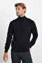 Cotton warm standard fit regular cut bateau neck knitwear black sweater - 4