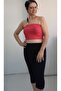 Red Combed Cotton Viscose Crop Strapless Badi Athlete T-Shirt - 5