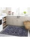 Alya Collection Antique Look Navy Blue Patterned Woven Base Modern Decorative Carpet Alya37 - 5