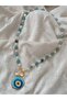 Polymer Clay Evil Eye Bead End Real Pearl Blue Agate Natural Stone Necklace Valentine's Mother's Day Gift - 8