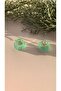 Bright Water Green Colored Crystal Shaped Epoxy Earrings with Silver Accessories Handmade Gift - 5
