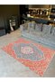 Alya Collection Antique Look Red Blue Patterned Woven Base Modern Decorative Carpet Alya26 - 3
