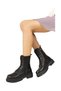 Women's Black Lace-Up and Zippered Thick Soled Casual Women's Boots - 3
