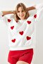 Women's White Süzene Heart Embroidered Sweatsihrt 60251804 - 5