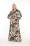 Standard Size Women's Tie Collar Long Sleeve Patterned Viscose Combed Cotton Dress Suitable for Hijab - 5