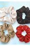 Standard Size Scrunchie 4-Piece Bagel Buckle Made of Faux Leather, Chanel, and Satin Fabric - 3