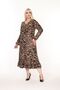 Women's Plus Size Printed Double-Breasted Long Sleeve Skirt with Ruffles Seasonal Dress