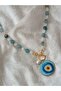 Polymer Clay Evil Eye Bead End Real Pearl Blue Agate Natural Stone Necklace Valentine's Mother's Day Gift