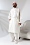 Men's Hajj and Umrah Outfit Two-Piece Top and Bottom Afghan Suit Cream - 3