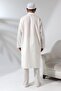 Men's Hajj and Umrah Outfit Two-Piece Top and Bottom Afghan Suit Cream - 4
