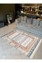 Alya Collection Antique Look Gray Orange Blue Patterned Woven Base Decorative Carpet Alya43 - 3