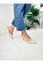 Casual Women's Cream Pointed Toe Adjustable Belt Detailed Classic Thin Heeled Shoes 922 - 8