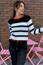 Black Crew Neck Color Block Knitwear Sweater Sh208 - 4