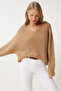 Women's Biscuit V-Neck Brioche Knit Oversized Knit Sweater ZA00059 - 3