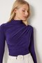 Women Purple Ruched Detail Mock Neck Sandy Blouse FF00135 - 3