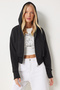 Women's Black Hooded Zippered Sweatshirt Ow00051 - 2