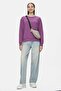 Sunniva Purple Crew Neck Embroidered Loose Fit Women's Sweatshirt - 3