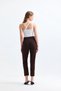 Women's Brown High Waist Pleated Fabric Trousers - 6