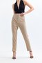 Women's Beige Pleated High Waist Fabric Trousers - 7