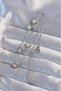 White Pearlescent Silver Steel Mini Clover Necklace - for Delicate Necks