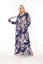 Women's Tie Collar Long Sleeve Patterned Viscose Combed Cotton Dress Suitable for Hijab