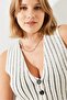 Women's White Black Striped Knitted Vest 60251802 - 5
