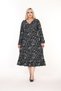 Women's Plus Size Printed Double-Breasted Long Sleeve Skirt with Ruffles Seasonal Dress - 4