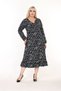 Women's Plus Size Printed Double-Breasted Long Sleeve Skirt with Ruffles Seasonal Dress - 5