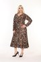 Women's Plus Size Printed Double-Breasted Long Sleeve Skirt with Ruffles Seasonal Dress - 5