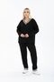 Women's Plus Size Two Yarn Fabric V-Neck Striped Suit - 5