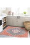 Alya Collection Antique Look Red Blue Patterned Woven Base Modern Decorative Carpet Alya26 - 4