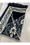Velvet Glitter Woven Dowry Gift Prayer Rug Set with Prayer Beads - 7