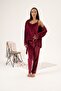 Women's Winter 3 Piece Velour Pajama Set with Robe - 2