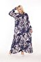 Women's Tie Collar Long Sleeve Patterned Viscose Combed Cotton Dress Suitable for Hijab - 5