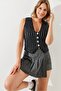 Women's Black and White Striped Knitted Vest 60251802
