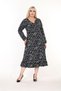 Women's Plus Size Printed Double-Breasted Long Sleeve Skirt with Ruffles Seasonal Dress