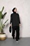 Women's Modest Self-Patterned Silvery Tricot Tunic with Side Slits - 7