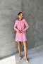 Gold Pink Buttoned Knitwear Tweed Dress - 4