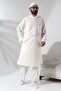 Men's Hajj and Umrah Outfit Two-Piece Top and Bottom Afghan Suit Cream - 2