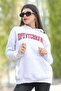 Women's Oversize Hooded Snow Melange Sweatshirt Three Thread Kangaroo Pocket Printed Hoodie - 25101 - 2